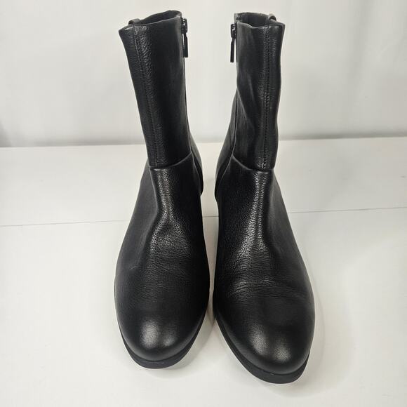 Munro Mid Calf Black Leather Boots Tyler M612781 WM 11 Black Western Booties - Picture 2 of 10